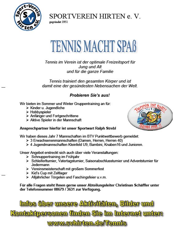 SVH-Infobroschüre Tennis